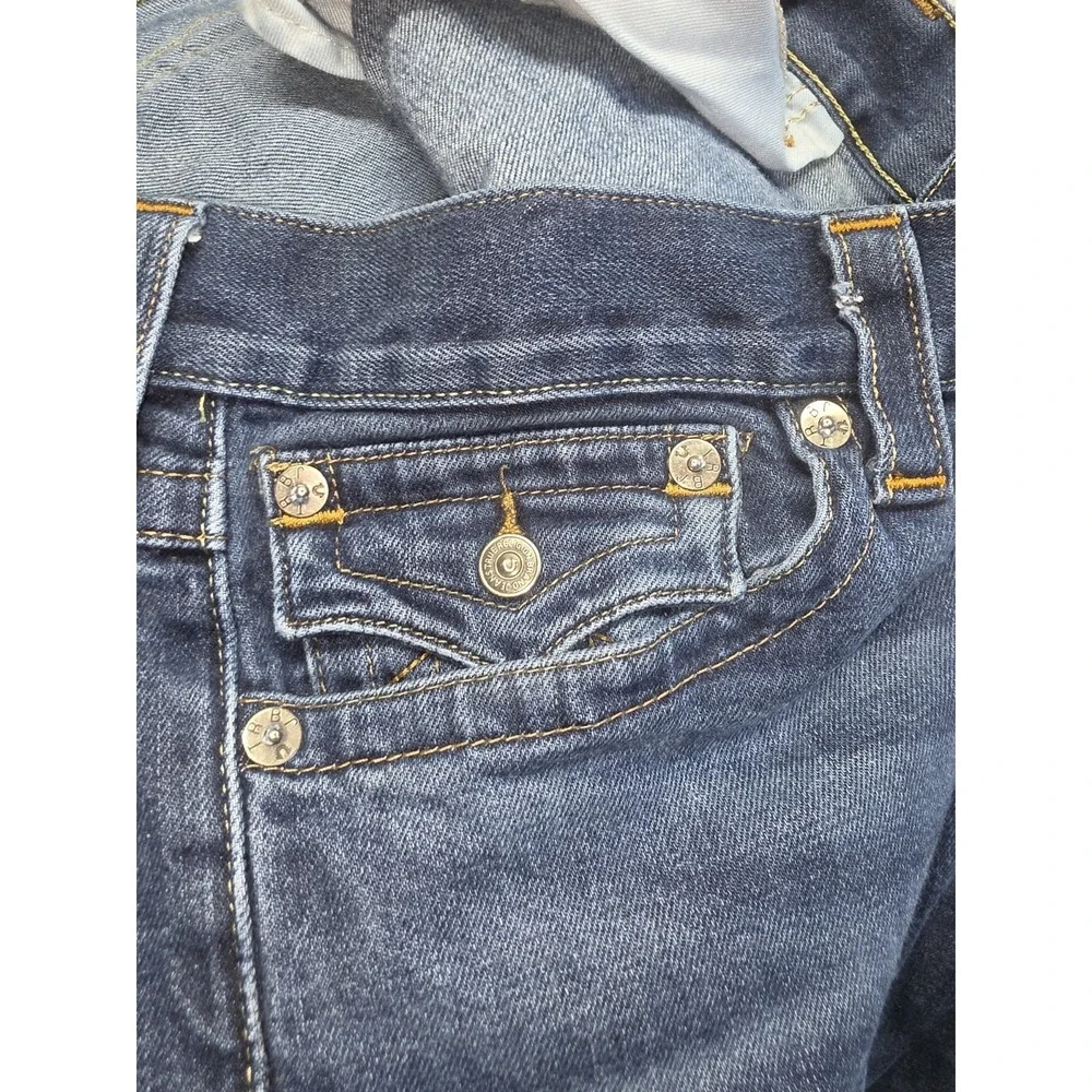 True Religion World Tour Straight Leg Blue Jeans with Flaps Men's 36x33